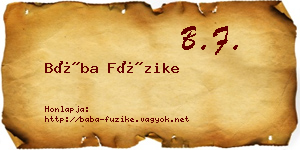 Bába Füzike névjegykártya